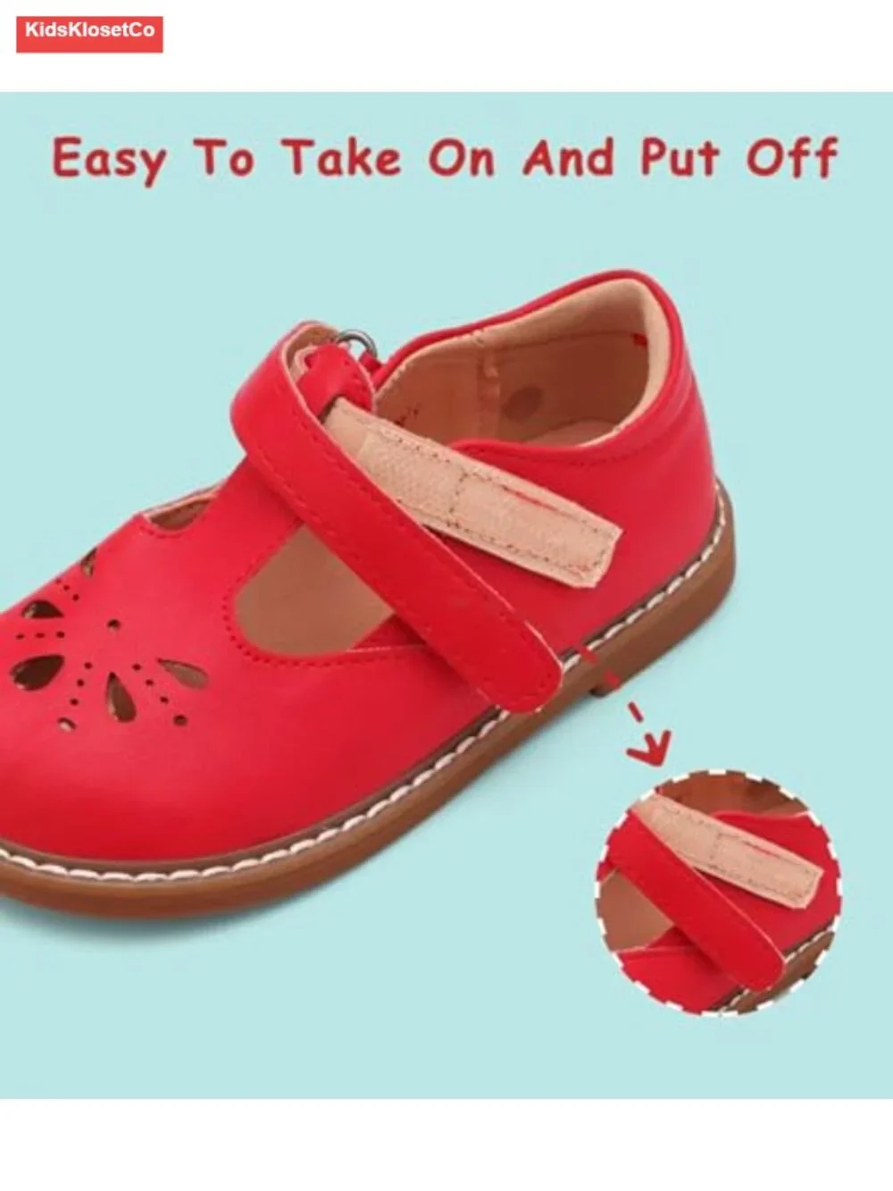Toddler Girl Mary Jane Dress Shoes Hook and Loop Slip-Resistant